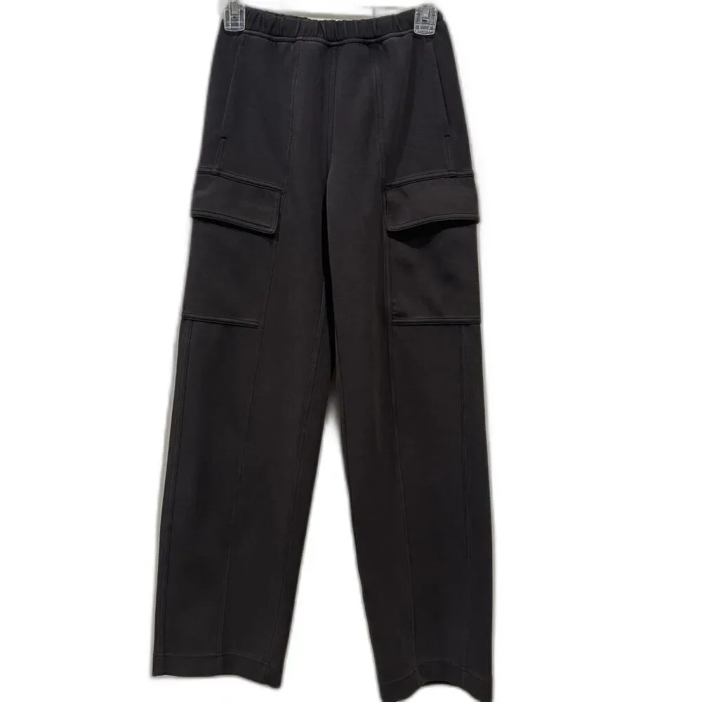 Lululemon Cargo Pant Women sz 0 Cotton Blend Double Knit Streetwear Grunge Black